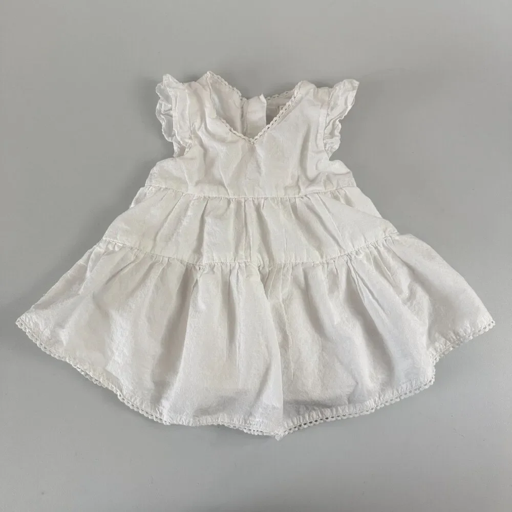 Rachel Zoe Toddler Girls White Cotton Tiered Dress Lined Size 3T